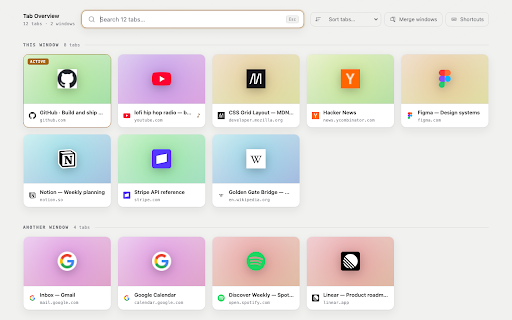 Tab Overview :: A fast, visual overview of every Chrome tab.