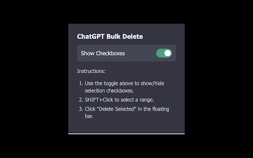 ChatGPT Bulk Delete :: Select and delete multiple conversations on ChatGPT.