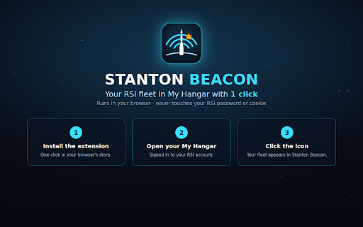 Stanton Beacon — Importar Hangar & Concierge :: Importa sua frota do hangar da RSI e o status Concierge (Chairman’s Club) pro Stanton Beacon em 1 clique. Sem senha nem cookie.