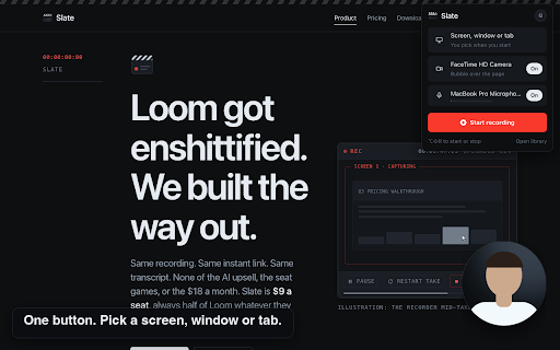Slate :: Record your screen and share a link. Screen recording for people who ship.