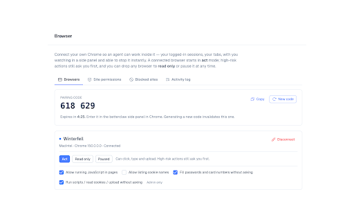 BetterClaw - AI Agent :: Connector for BetterClaw to manage chrome via Cloud