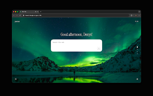 Aperture – Beautiful Start Page :: A focused new-tab workspace with clock, search, timer, quotes, and ambient sounds to help you stay productive.