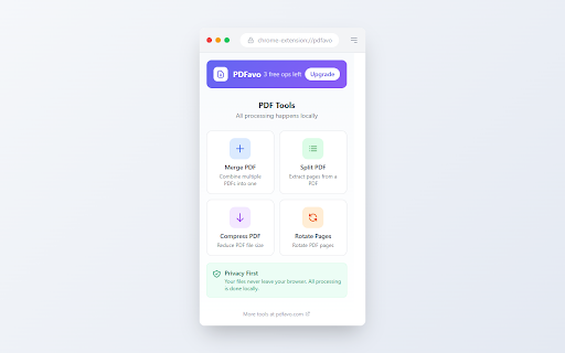 PDFavo - PDF Editor & Converter :: Transform your PDFs instantly - merge, split, compress, convert. All processing happens locally for maximum privacy.