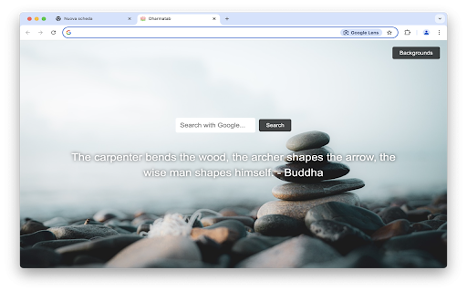 Dharmatab :: Displays a motivational quote on a relaxing background every time you open a new tab.