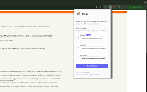rhino :: Select any word or phrase on a webpage to understand its contextual meaning