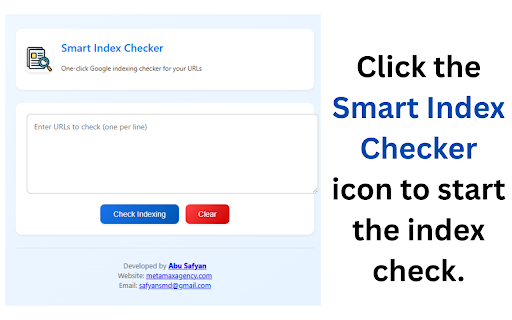 Smart Index Checker - Bulk & Unlimited Checking :: Bulk check unlimited URLs for Google indexing status. Fast, accurate, and free tool for SEO professionals.