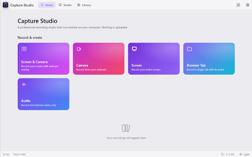 Capture Studio - Screen, Tab and Webcam Recording, Scene Mixing :: A professional, 100% offline screen recording studio. No cloud, no accounts, no tracking.