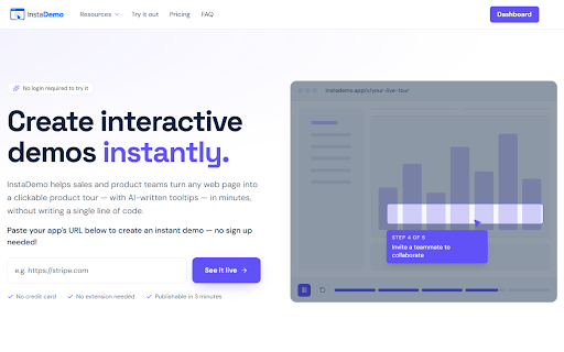 InstaDemo Recorder :: Record clickable product demos of your logged-in app. Captures each click as a page snapshot inside your own session.