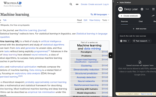 Note Sidebar :: Open NotebookLM in a Chrome side panel on any page, and add the current page as a source with one click.