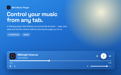 Captiv Musica - Aesthetic Mini Player for YT Music & Spotify :: Aesthetic picture-in-picture mini player for YouTube Music and Spotify: skip, seek, volume, queue, lyrics and 5 themes.