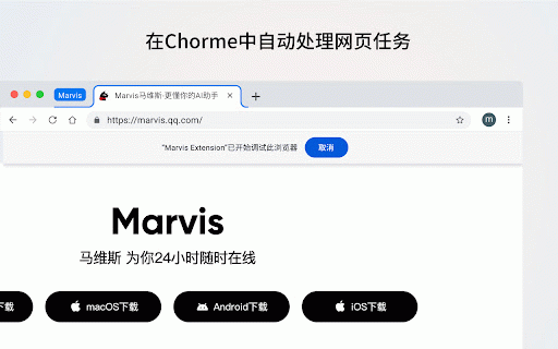 Marvis 浏览器插件 :: 授权 Marvis 连接 Chrome,自动同步登录状态,安全高效地执行自动化任务。