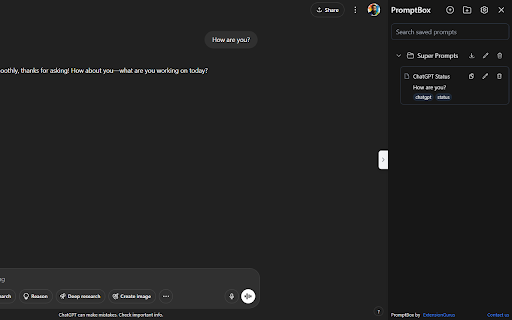 AI PromptBox: Save your prompts on ChatGPT, Claude, Gemini and DeepSeek! :: AI PromptBox is a browser extension that helps you save and reuse your best prompts right from ChatGPT, Claude, Gemini and DeepSeek.