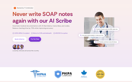 Scribe Health: AI Medical Scribe & Note Take :: AI Medical Scribe Chrome Extension that integrates with 35+ EHRs like Practice Fusion , Athena , Cerbo