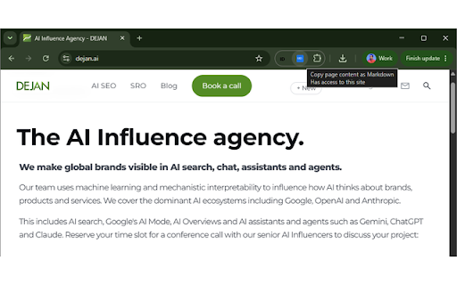 Page to Markdown :: Copies the visible page content area as structured Markdown, following Chrome's Annotated Page Content design.