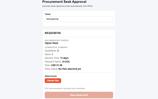 Procurement Seek Approval :: Procurement Seek Approval Assistant