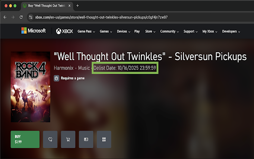 Xbox Delist Date :: Go to an Xbox store page, and if the extension finds a delist date for that product, it will show the delist date
