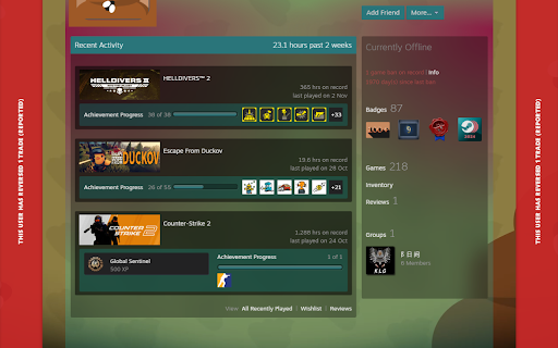 ReverseTracker :: Detects reversed Steam trades and shows warnings on profiles that reversed trades.