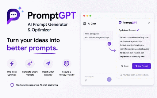 PromptGPT - AI Prompt Generator & Optimizer :: Direct integration with PromptGPT.io inside ChatGPT, Claude, Gemini, DeepSeek, Grok, and more to automatically optimize prompts.