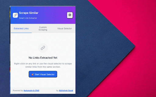 Scrape Similar - Smart Link Extractor :: Smart links scraping with visual selector and custom CSS/XPath support. Extract similar links in 2 clicks.