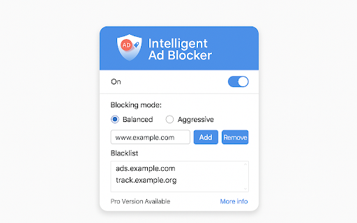 Intelligent Ad Blocker - Clean & Fast :: Block ads, popups, and distractions. Pro version adds caching for faster loading.