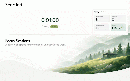 ZenMind :: Block distracting websites, stay focused with Pomodoro sessions, and track your productivity.