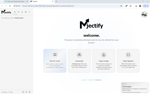 Njectify - Customize any website with CSS and JavaScript :: Customize any website in real time by injecting CSS & JavaScript
