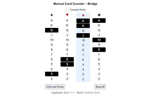 Manual Card Counter – Bridge :: A simple manual card counter for Bridge and other trick-taking card games.