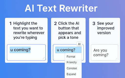 AI Text Rewriter :: Use AI Text Rewriter to rephrase text, fix grammar, and enhance clarity. Smart sentence & paragraph rewriter in Chrome.