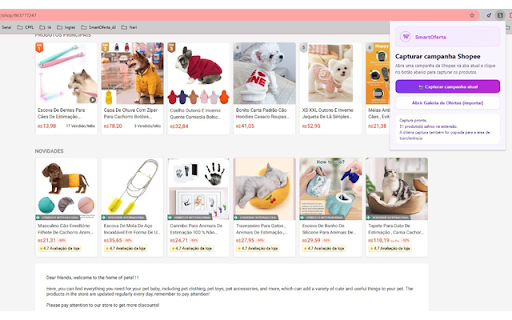 SmartOferta Capture :: Captura ofertas Shopee, Mercado Livre, Magalu e Amazon no seu navegador e importa no SmartOferta (Galeria, Vitrine ou Admin).