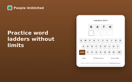 Poople Unlimited: Endless Word Ladders :: Endless Poople practice. Get a fresh random word ladder anytime and change it into POOP one letter at a time. No daily wait.