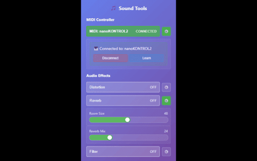 Sound Tools :: A browser extension providing audio FXs to the browser and that can connect to MIDI controllers