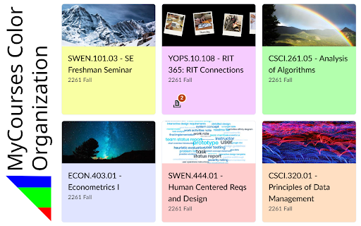 My Courses Color Organization :: Allows you to assign colors to courses in RIT's MyCourses website.