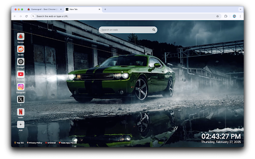 Dodge Challenger SRT Live Wallpaper :: Dodge Challenger SRT Live Wallpaper New Tab offers HD visuals of this iconic muscle car to electrify your browsing
