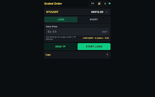 Scaled Entry & TP for Binance Futures :: Unofficial Binance Futures side-panel tool for scaled entry LIMIT orders and separate TP order placement.