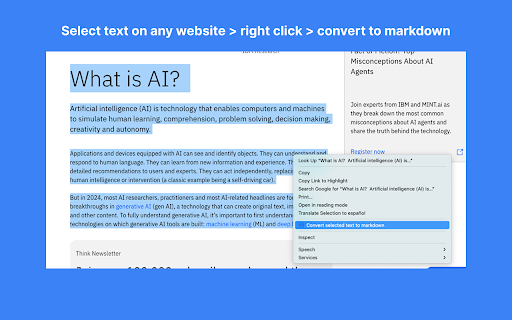 Markdown Clipper :: Convert selected text to Markdown. Edit, preview, and export your md files easily.