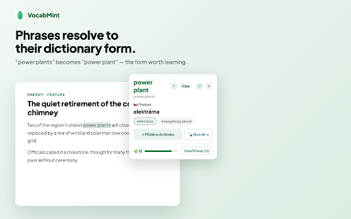 VocabMint :: Translate words, save vocabulary, and see words you've already learned highlighted across the web.