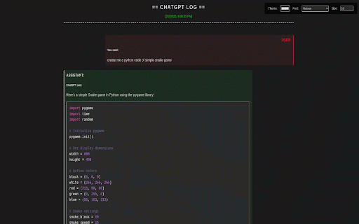 ChatGPT Export :: Export your ChatGPT conversations as HTML.