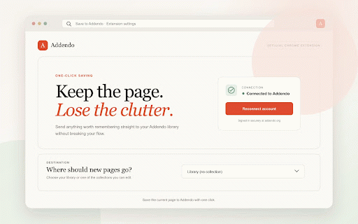 Save to Addendo :: Save the current page to your Addendo library with one click.