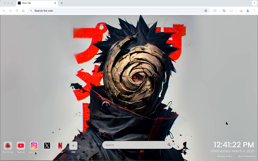 Obito Uchiha with Mask Live Wallpaper :: One of the most epic anime live wallpapers for Chrome – featuring Obito Uchiha’s masked power.