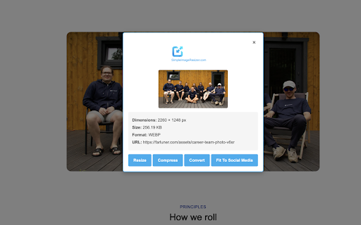 Simple Image Resizer :: Check image dimensions and size. Upload to Simple Image Resizer tools: resize, compress, convert, social media optimize.