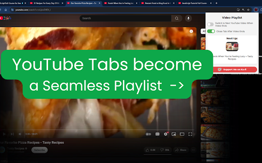Play Next Tab :: Turn your open YouTube video tabs into a seamless playlist. Enjoy a smoother, experience when watching multiple videos!