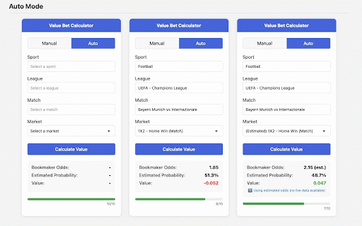 Value Bet Calculator :: Calculate value bets based on bookmaker odds and real probabilities from checklive.com