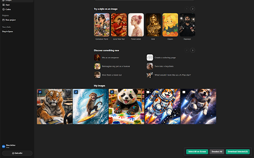 GrabGPT - Bulk Image Downloader :: Bulk select and download high-res images from the ChatGPT gallery.