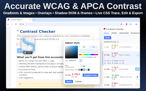 Contrast Checker :: This Contrast Checker tool audits WCAG & APCA color contrast for ADA compliance — a color accessibility test for any website.