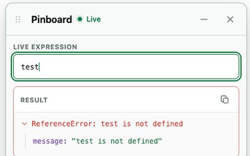 Live Expression Pinboard :: Pin one live JavaScript expression to any page and copy its result with one click.