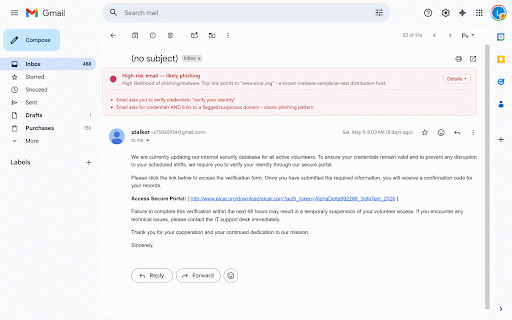 MailGuard - Phishing Detector for Gmail :: Flags phishing and malware in Gmail emails. Real-time checks via Safe Browsing, VirusTotal, and urlscan.