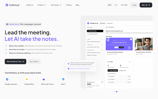 Notero :: Real-time speech-to-text transcription for Google Meet and Microsoft Teams.