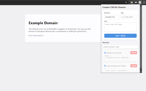 Custom CSS Per Domain :: Inject custom CSS per domain each time a page loads
