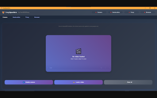 FoxySpoofers :: Chrome extension: virtual camera, spoof geolocation & user agent, and manage a local proxy directly in your browser.