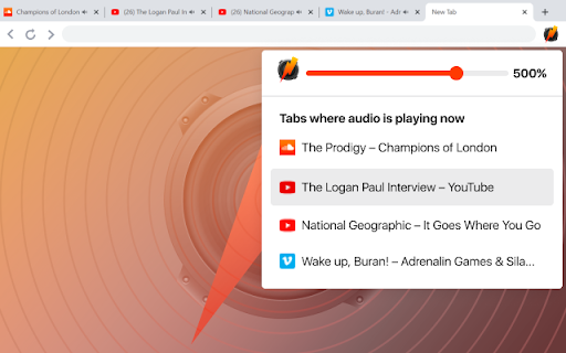 Volume Controller & Booster :: Sound volume booster for Chrome. Boost your browser sound for up to 600%. Control sound volume of each open tab separately